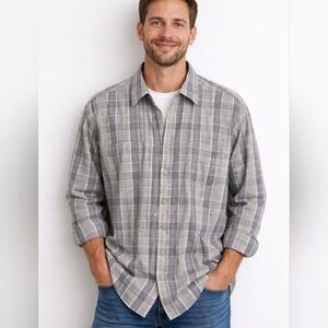 Tommy Bahama Checkered Black and White Casual Button Down Shirt